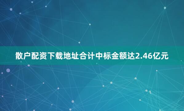 散户配资下载地址合计中标金额达2.46亿元